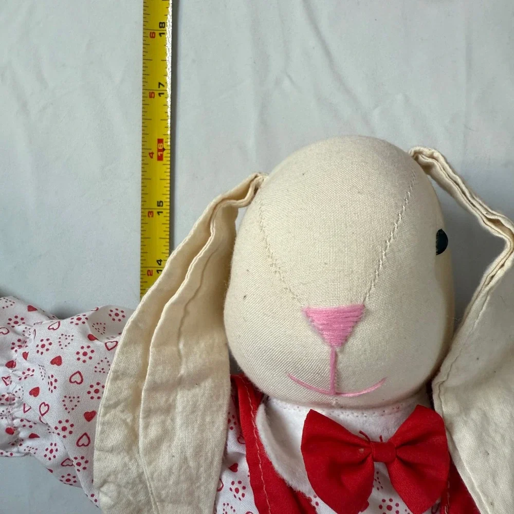 Vintage‎ Handmade Valentines Bunnies Rabbits Plush Stuffed Animal Decor 16